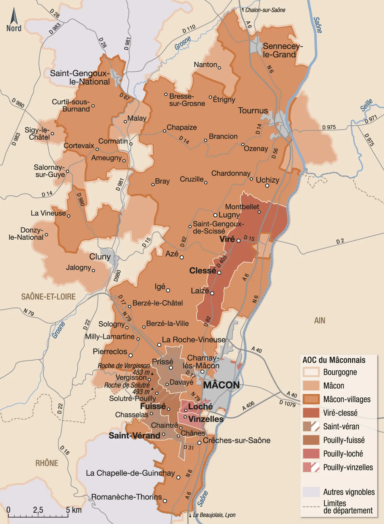 La Côte de Nuits Appellations des vins du Mâconnais